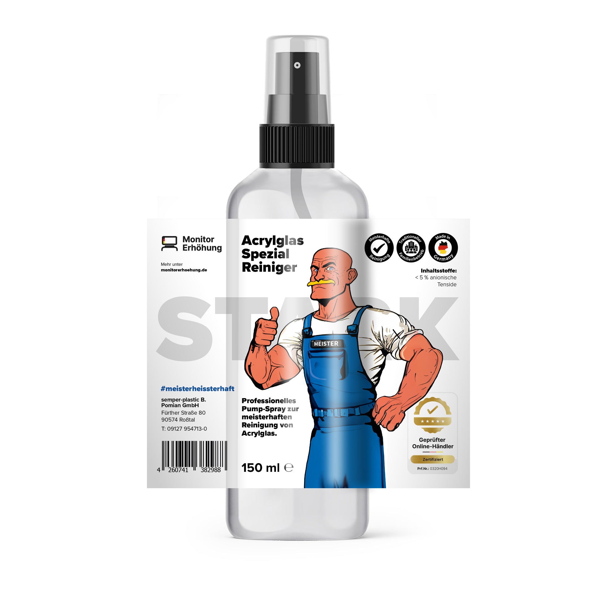 Acrylglas Spezialreiniger Spray - Acrylglas Reiniger für alle Acrylglas Oberflächen - Premium Plexiglas Reiniger ohne Kratzer - Kunststofffenster Reiniger