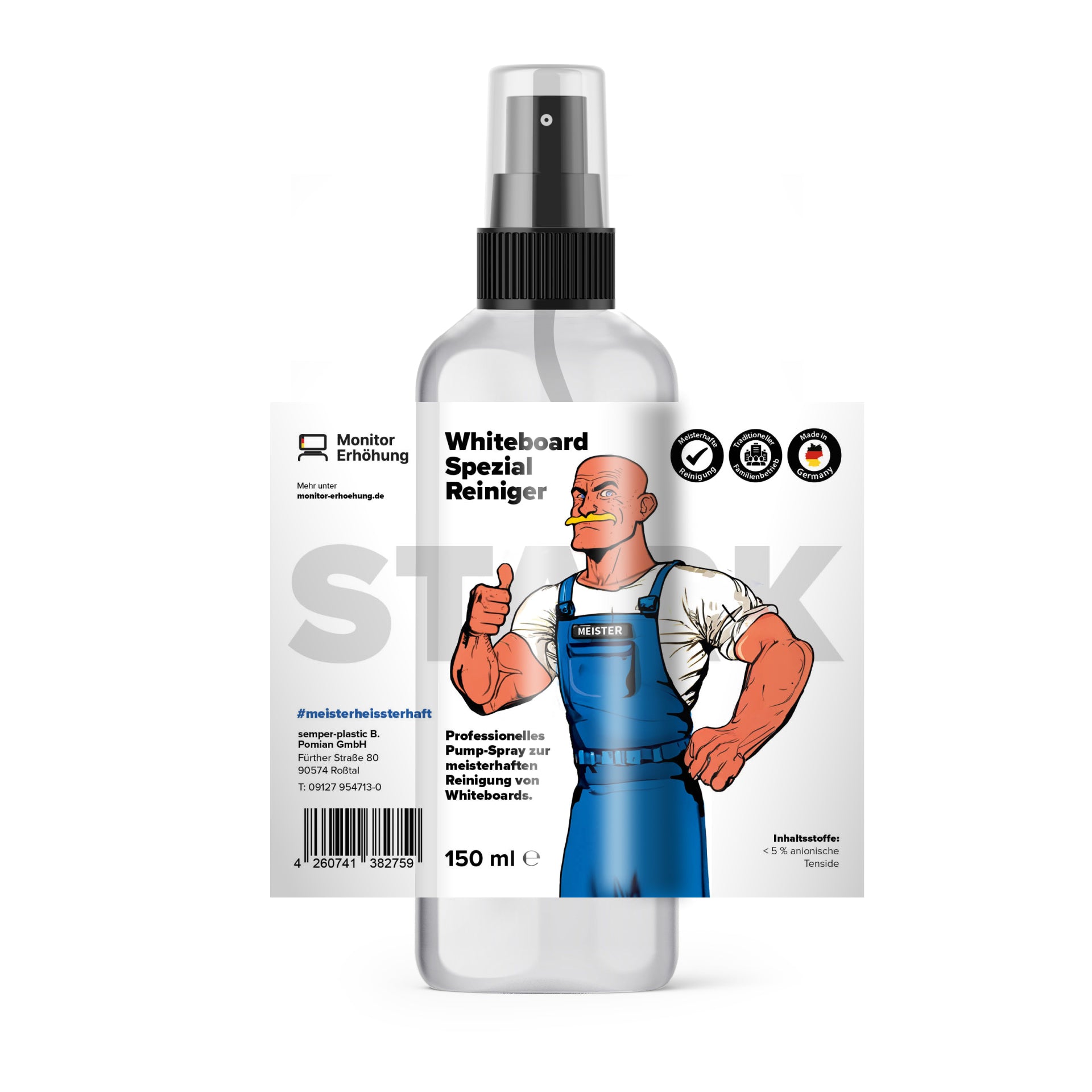 Whiteboard Reiniger - Leistungsstarkes Whiteboard Reiniger Spray für streifenfreie Tafeln - Reinigungsspray für Whiteboards & Schultafeln - Praktischer Tafel Sprühreiniger